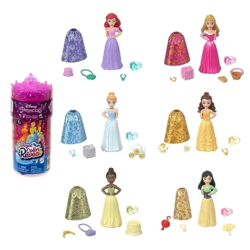 Disney Princess Royal Color Reveal Doll - 6 Unboxing Surprises Party Series Ages 3+
