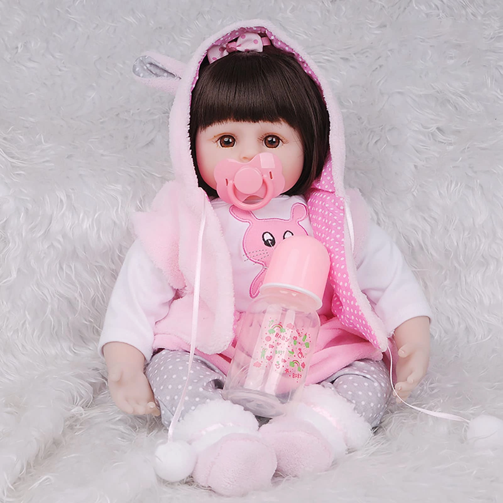 Rebirth Baby Doll - 48cm/58cm Silicone Limbs Cloth Body Panda Clothes Gift Set