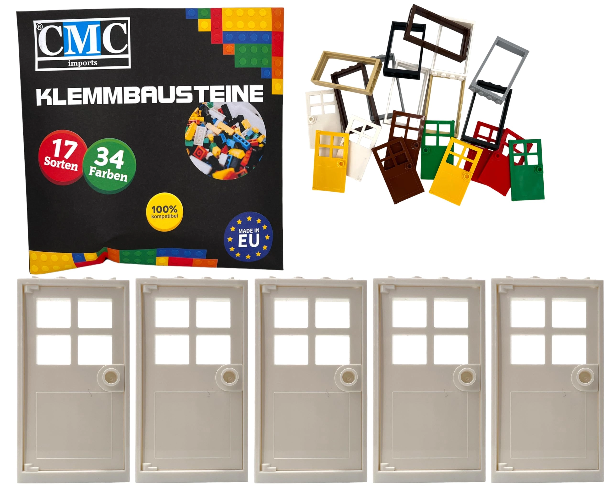 Door Frame - Beige 5 pcs + Door Leaf - Green