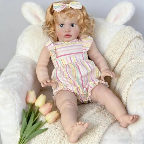 Pippa Reborn Baby Doll - 26 inch Cotton Vinyl Hand-rooted Curly Hair Ages 3+