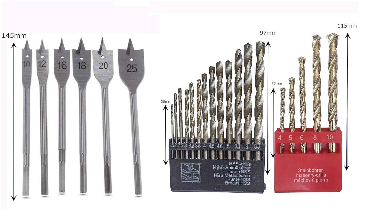 Reversible Drill - 500W 2600RPM + 6pc Hole Saw + 5pc Wood + 1pc Masonry Bit Set