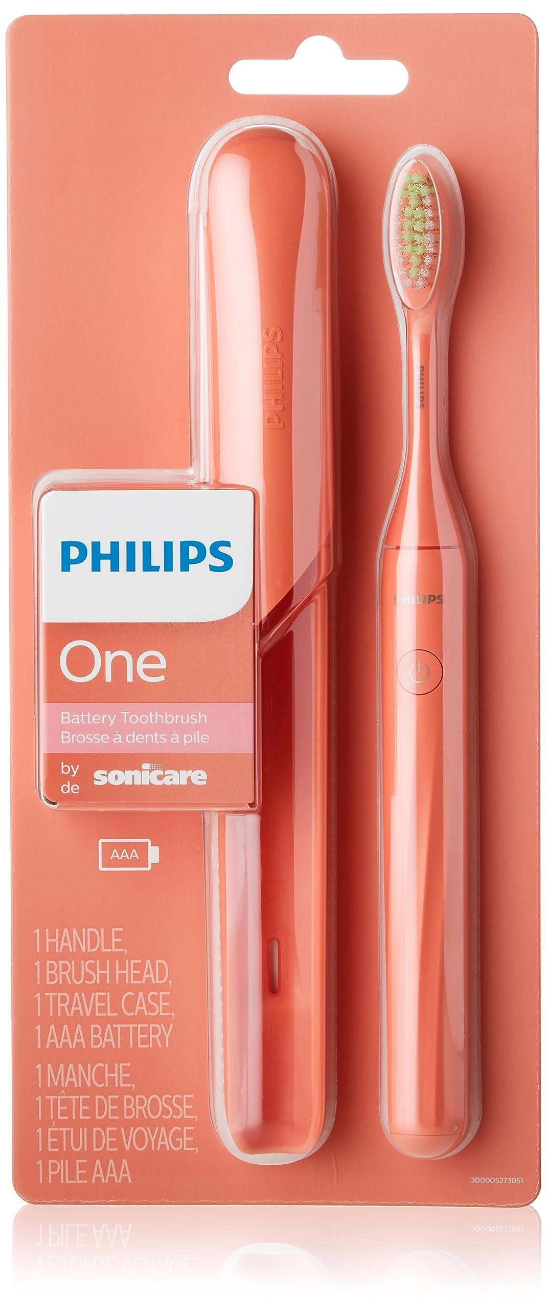 SONICARE One Battery Toothbrush - Miami Coral 3 month battery life 2 Minute Timer