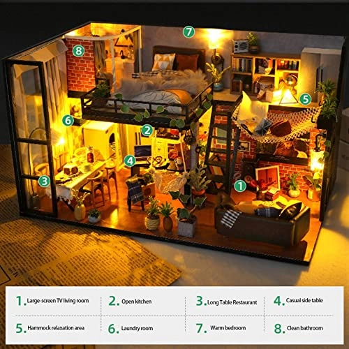 DIY Miniature Dollhouse Kit - Wooden LED Lights