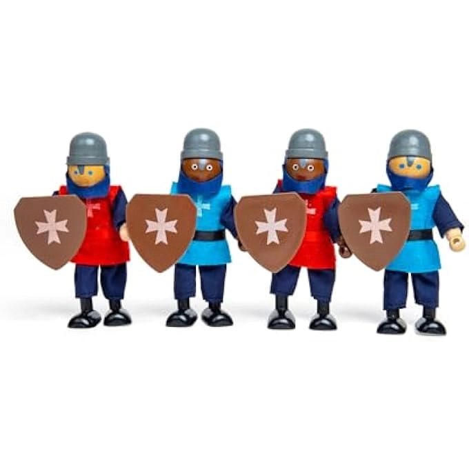 Generic MEDIEVAL WOODEN TOY KNIGHTS - 4 piece(s)