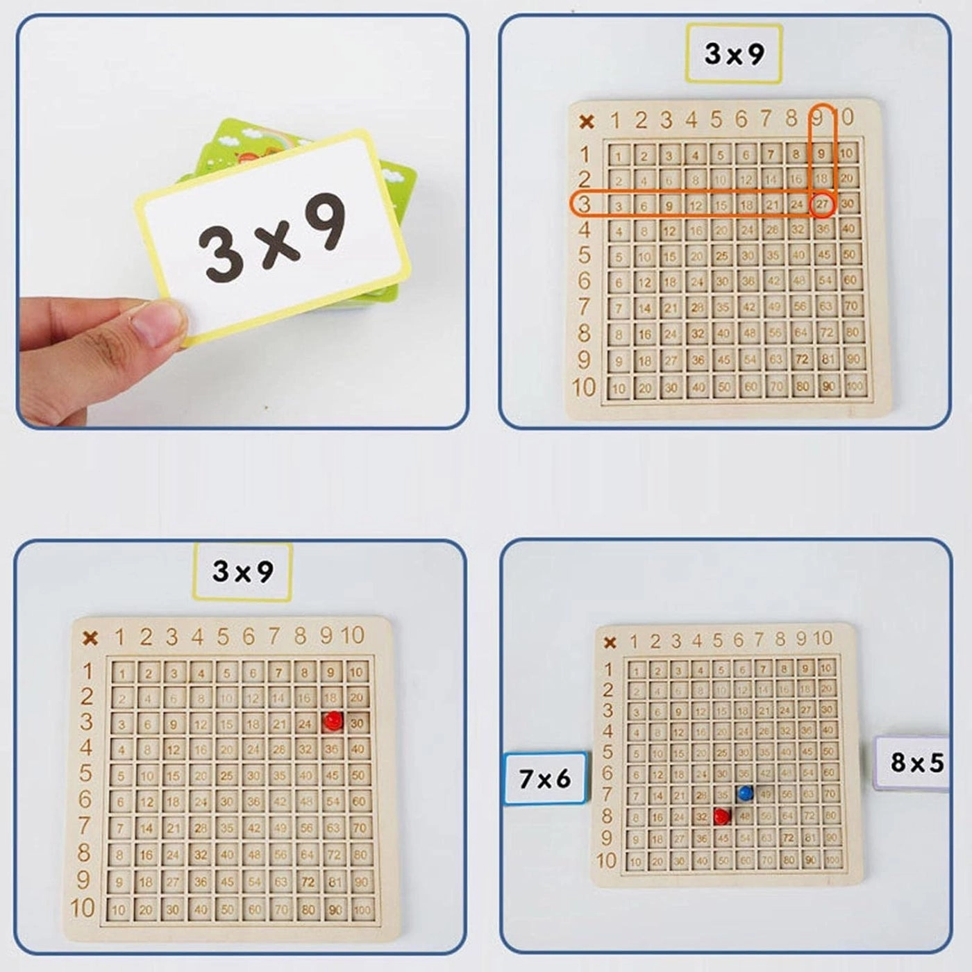 Wooden Multiplication Game Board - 3 years old and above