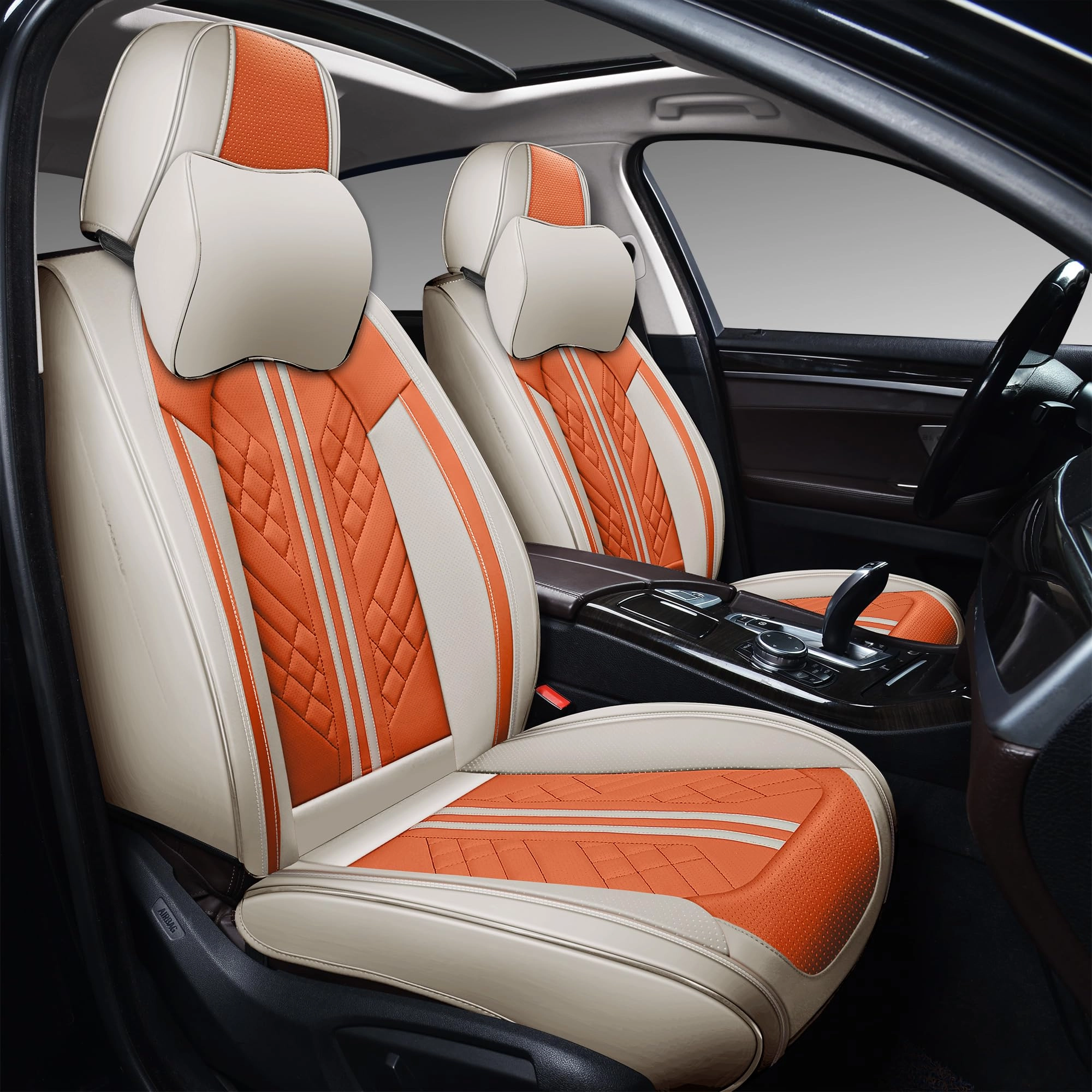 GXT Car Seat Covers - Front Seats Only 2 Pack White And Orange