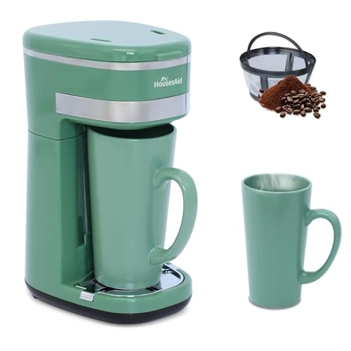 Single Serve Coffee Maker - Reusable Filter One-touch Control Portable