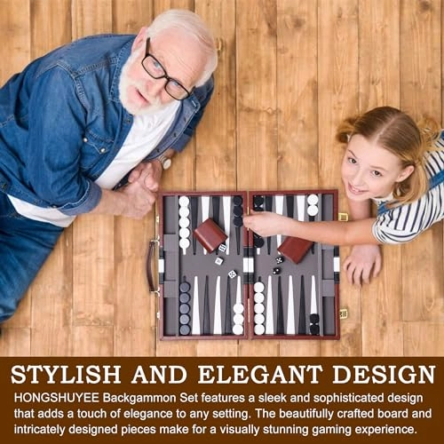 Backgammon Set - Brown Faux Leather