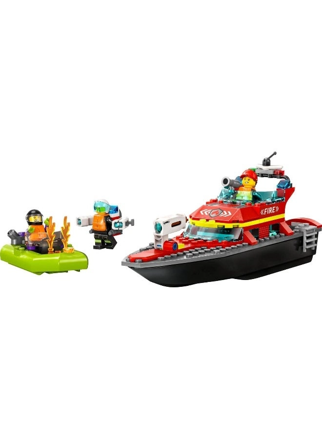 City Fire Rescue Boat (60373) - Floats on Water 3 Minifigures