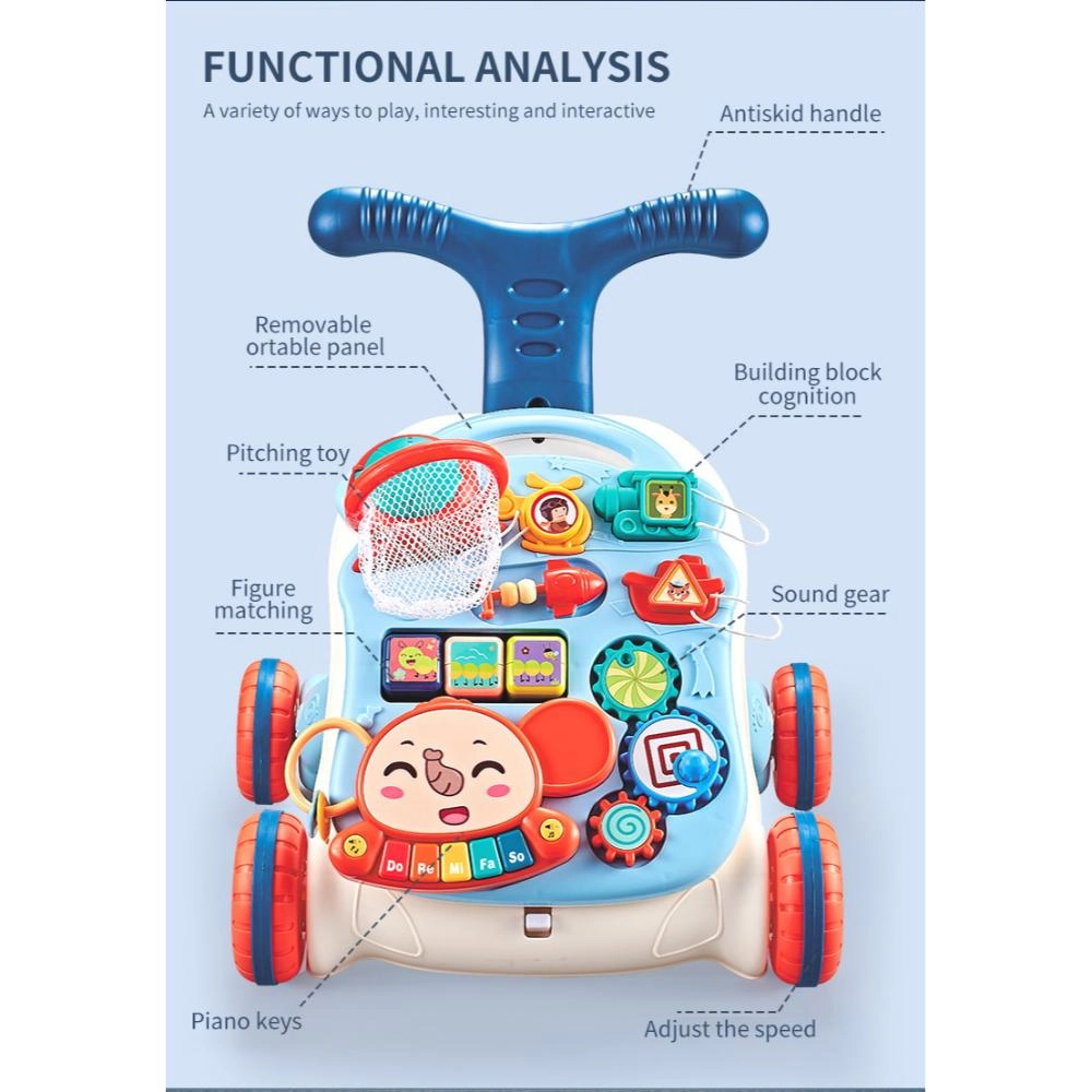 3-In-1 Baby Walker Rotating Chair & Table Playset - Pink Suitable for 6 months and above