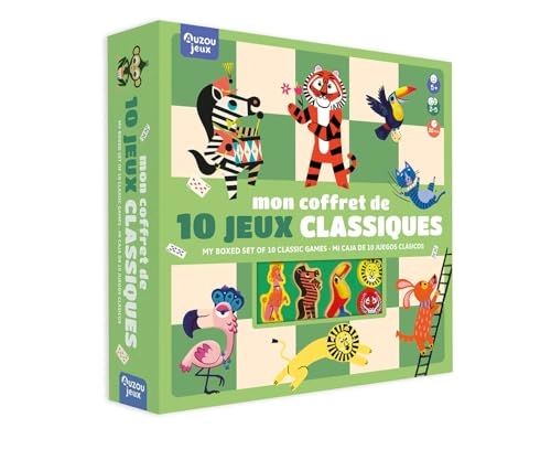 jeu de dames + jeu de l'oie + jeu des petits chevaux + jeu de serpents et échelles + jeu de 54 cartes (French)