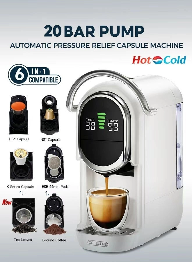 4-in-1 Automatic Capsule Coffee Machine - Adjustable Temperature 19 Bar