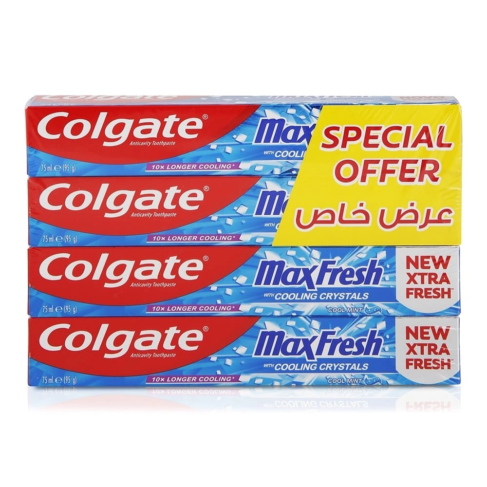 Colgate Max Fresh Cooling Crystals Gel Toothpaste 4 x 75ml