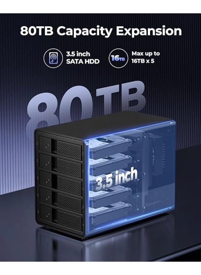 5 Bay External Hard Drive Enclosure - USB 3.0 SATA 3.5 inch