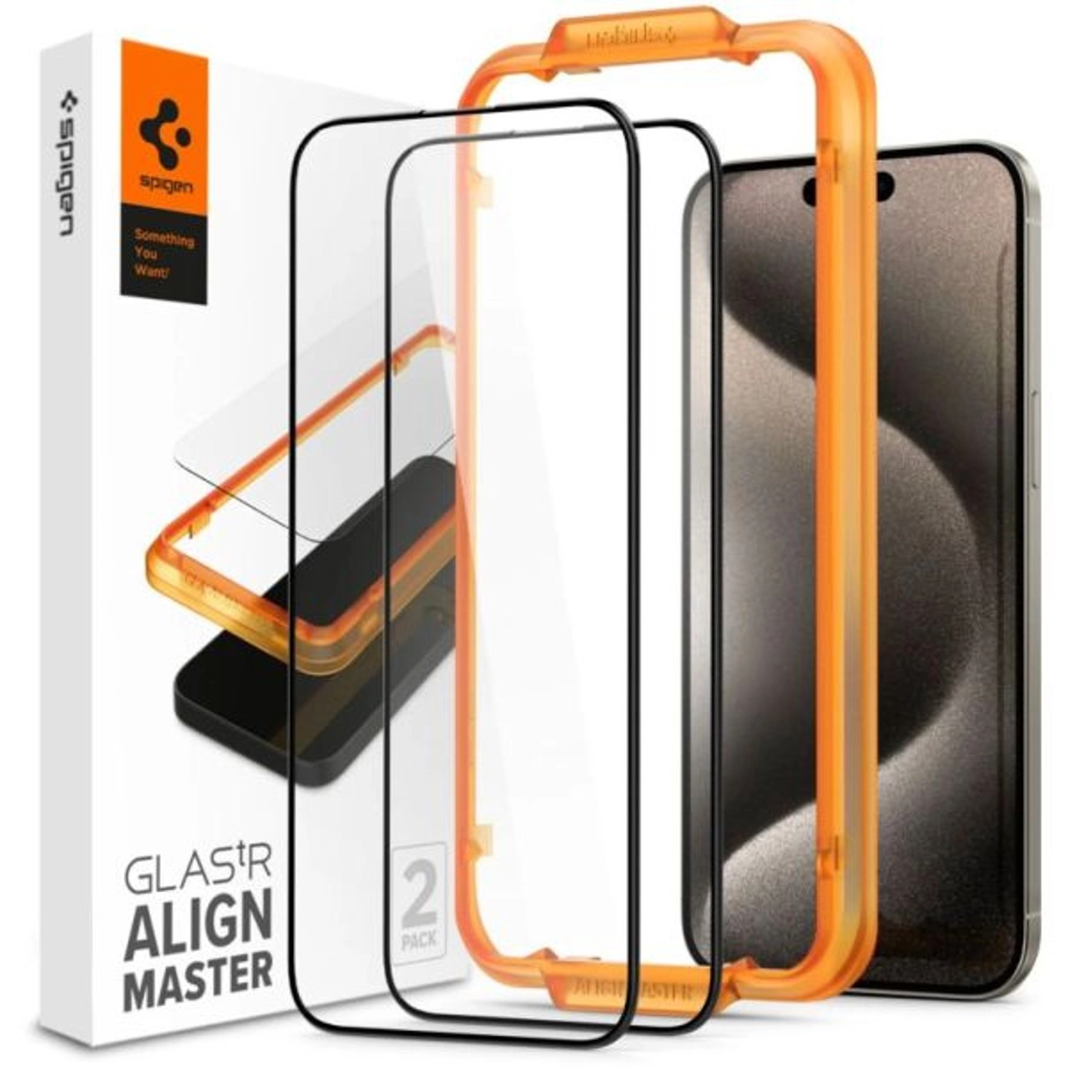 Spigen 9H Tempered Glass Screen Protector for iPhone 15 Pro Max
