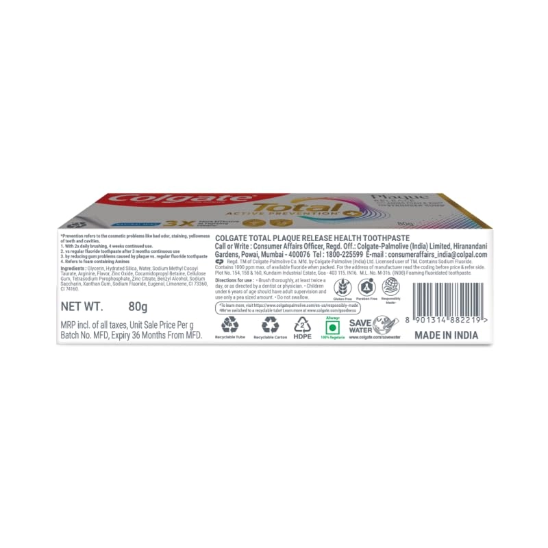 Total Plaque Release Amino Foam & Zinc Toothpaste Adult 80g