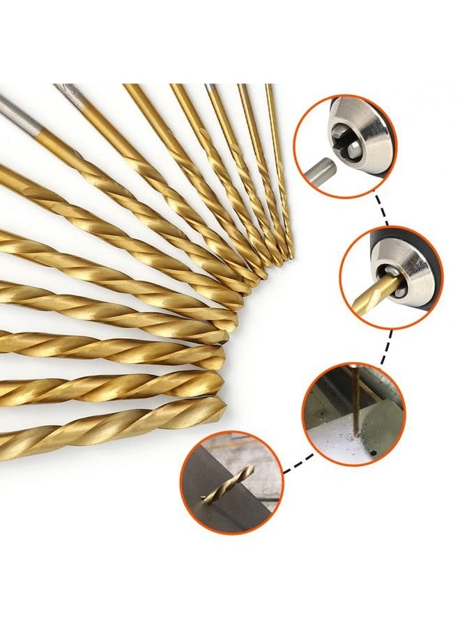 Left Hand Drill Bit Set - HSS M2 Titanium Nitride 13pcs 1/16" - 1/4"