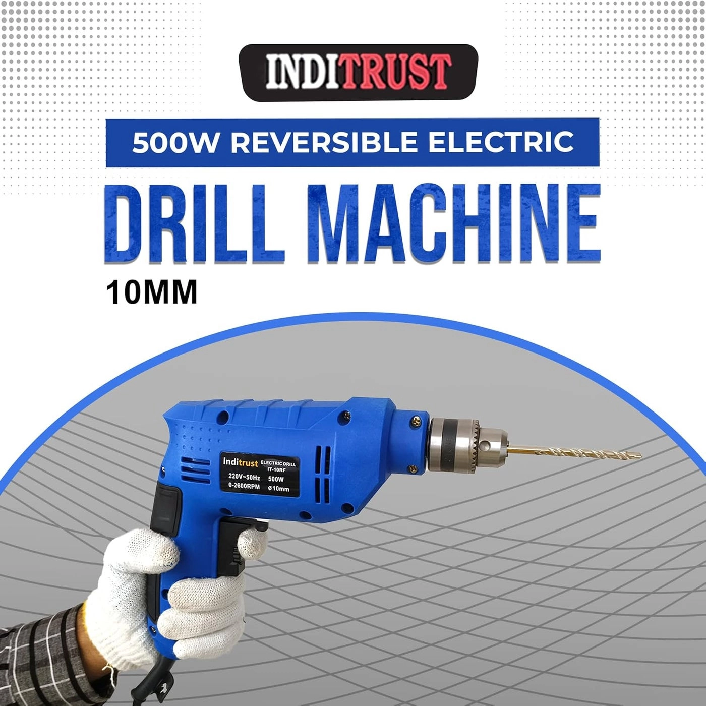 Reversible Drill - 500W 2600RPM + 6pc Hole Saw + 5pc Wood + 1pc Masonry Bit Set