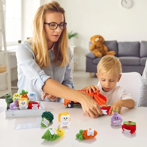 Fruits Vegetables Emotional Dolls - 18 Pcs Crochet Multiple Colors