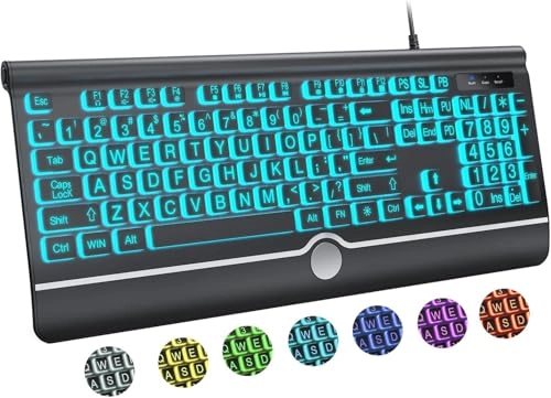 Large Letter Backlit Keyboard - QWERTY Wired