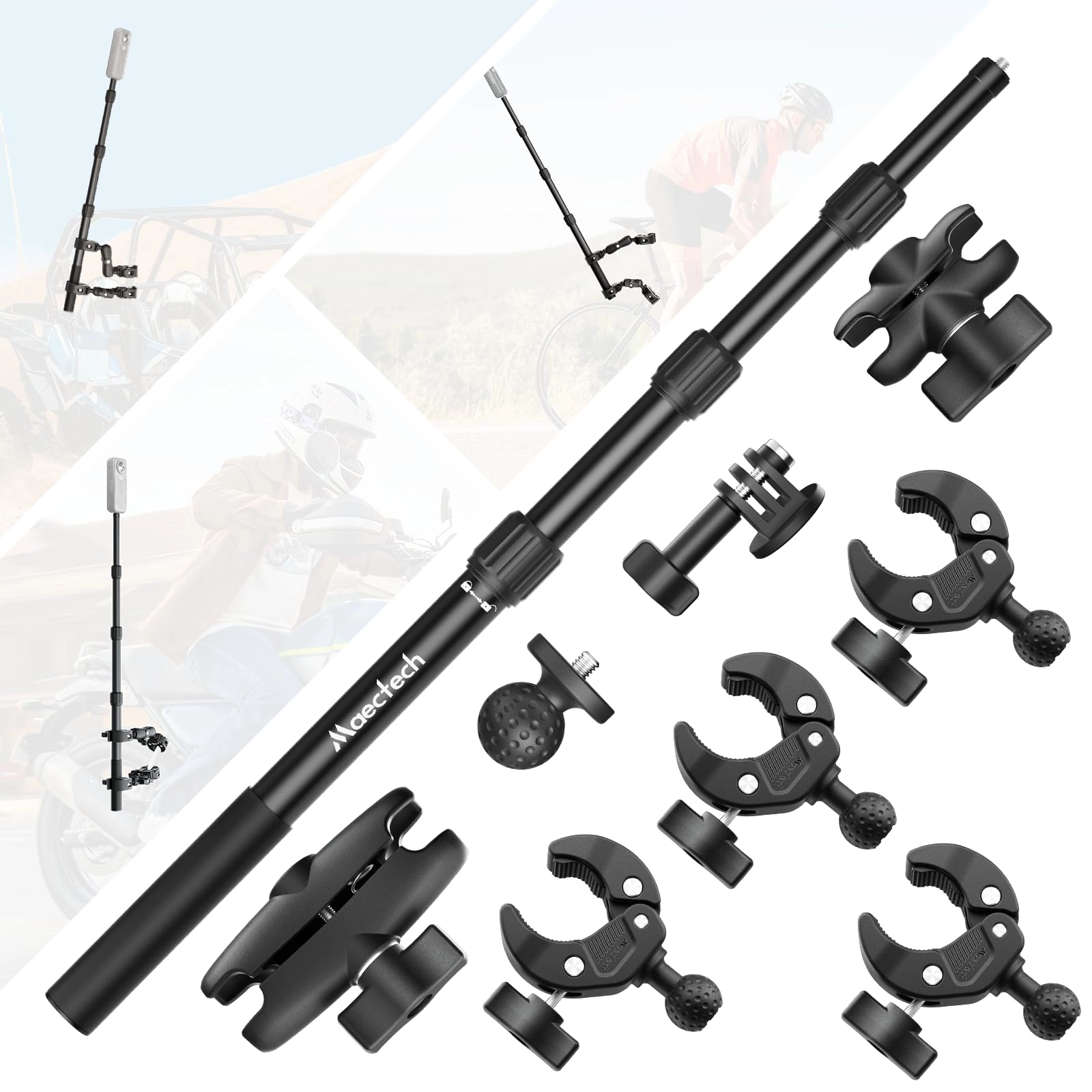 maectech Motorcycle Camera Mount - Insta360 X5/X4/X3 GoPro DJI Osmo Action