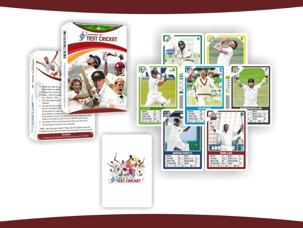 Adventure Trump Cards Test Cricket Legends of Test Cricket - English 63pcs