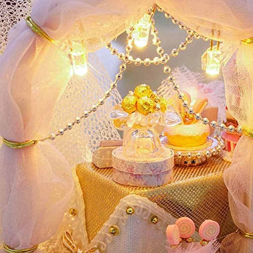 Dollhouse Miniature DIY Handcraft Buildings Mini House Kit - LED Lights Transparent Cover