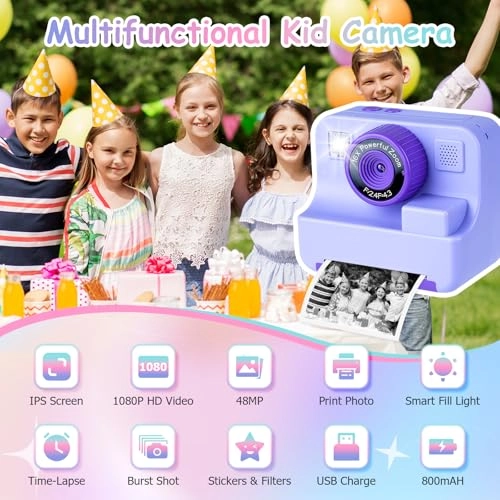 Kids Instant Print Camera - 1080P 32GB 2.4" Screen