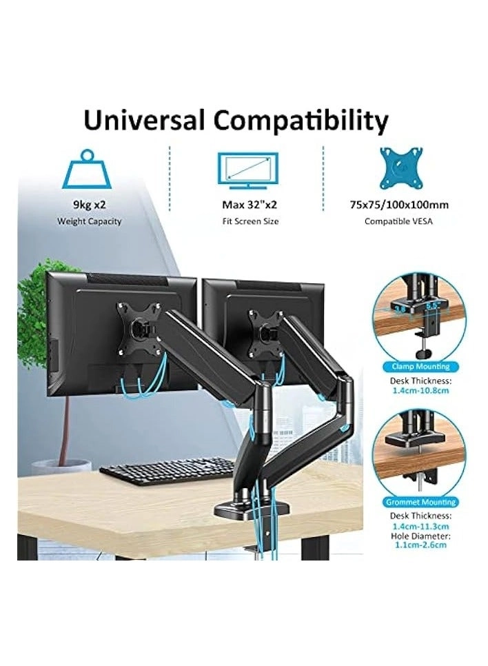 Dual Monitor Mount - 2 Monitors 32 inches 75mm or 100mm