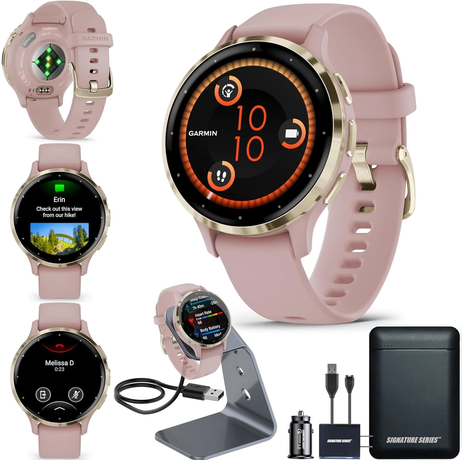 Certified Brands Venu 3S 41mm GPS + Signature Series Watch Stand + Signature Series Power Bundle