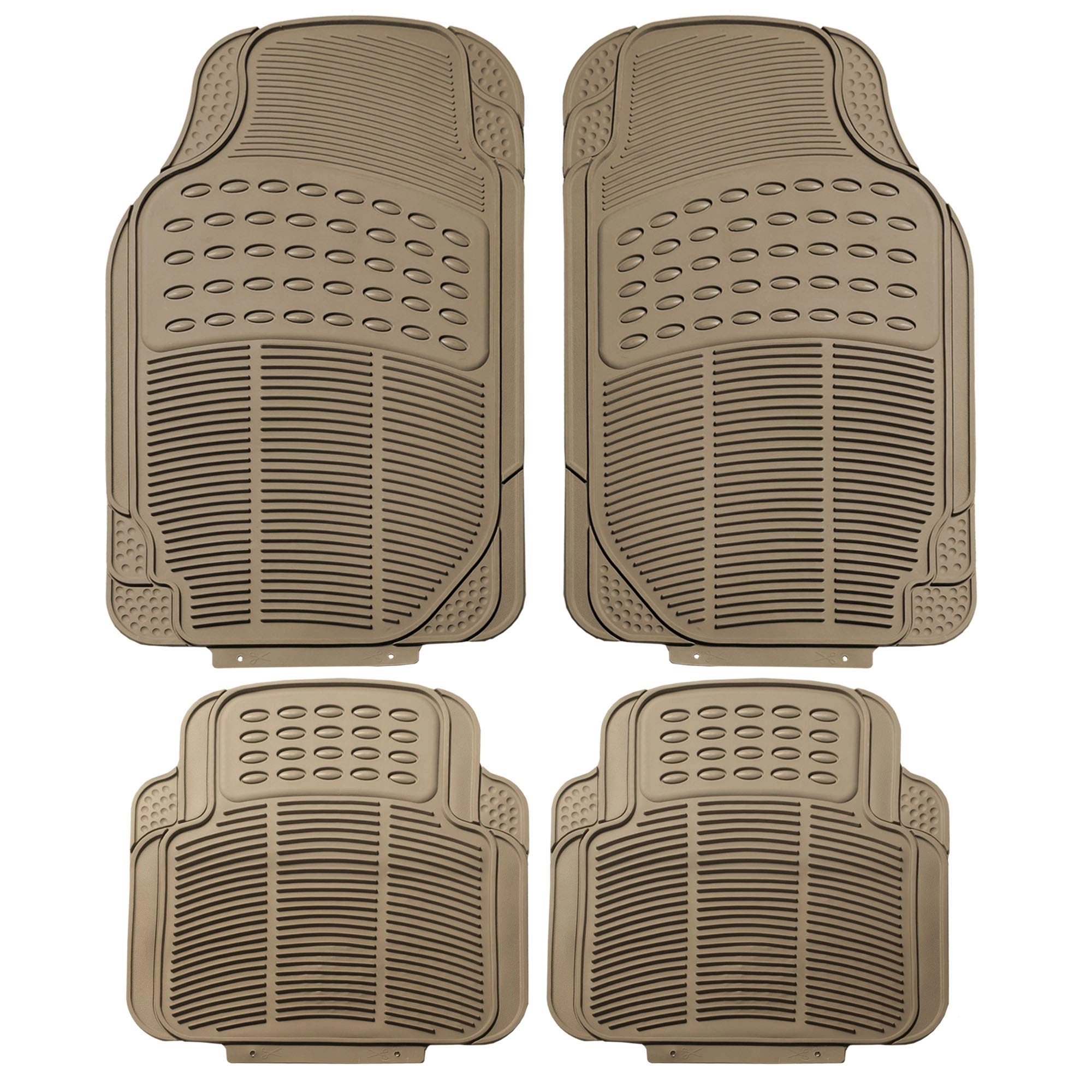 Automotive Floor Mats - Heavy-Duty Rubber Universal Fit Beige