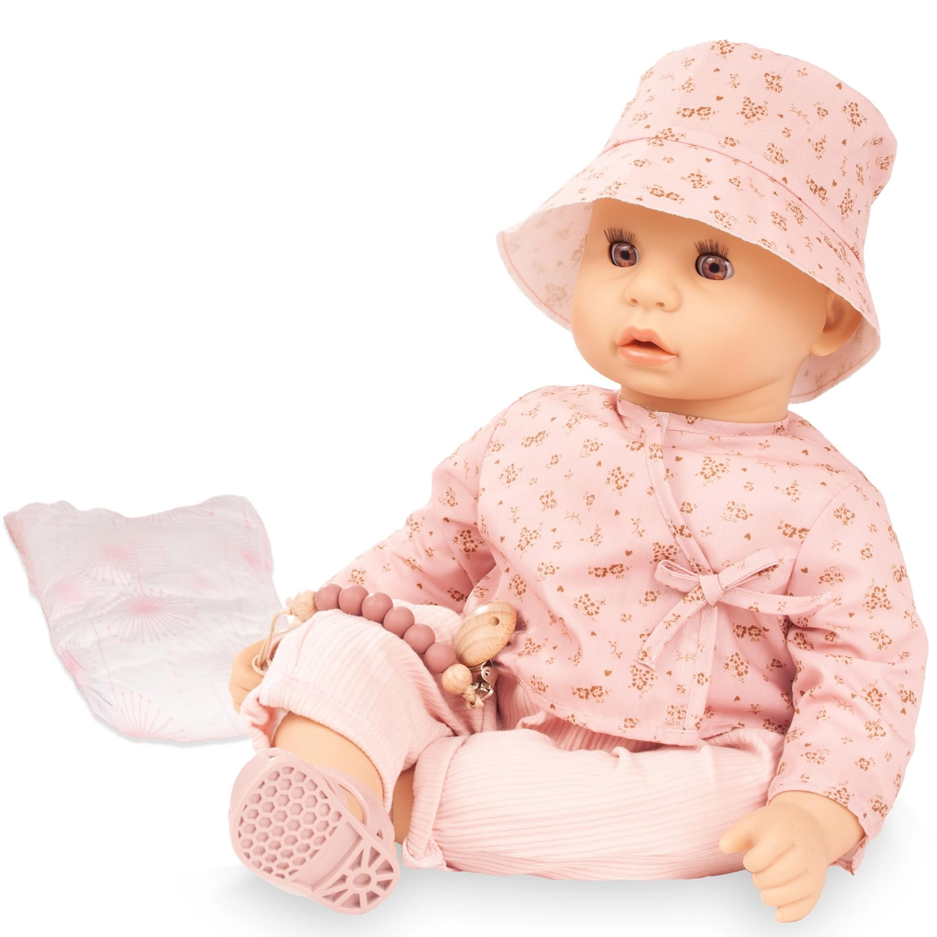 Götz Cookie Baby Doll - 48 cm Vinyl Brown Sleeping Eyes Ages 3+ Set