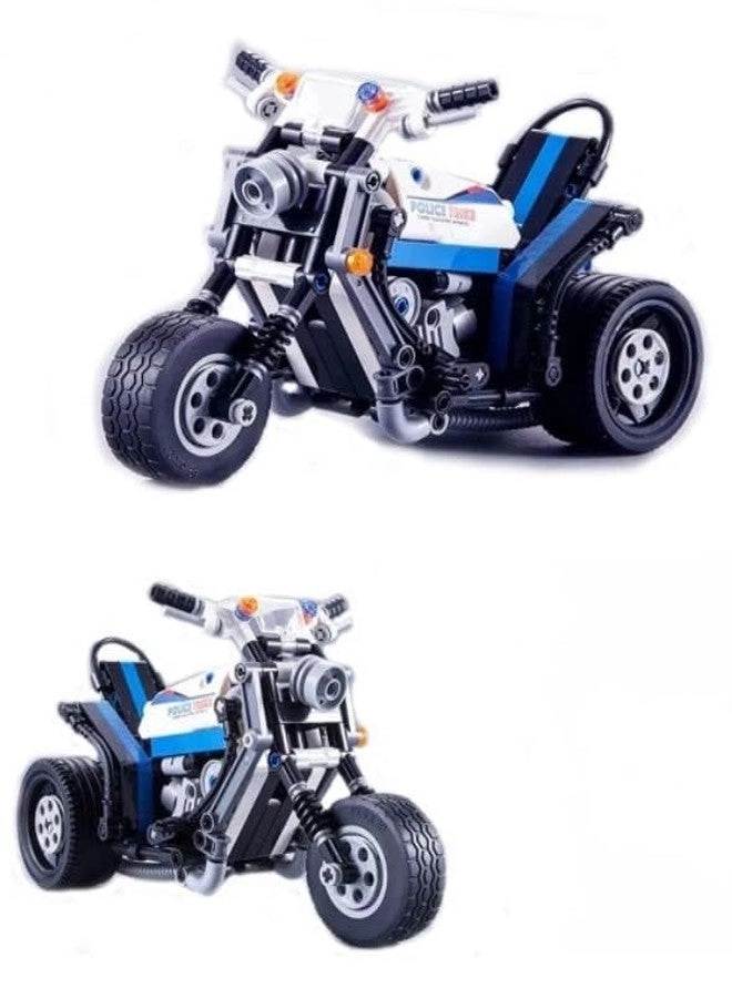 Police Bike - Building Blocks Pull Back Motorbike