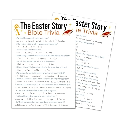 Easter Game Cards - 16 years and up 20 game cards & 1 answer card