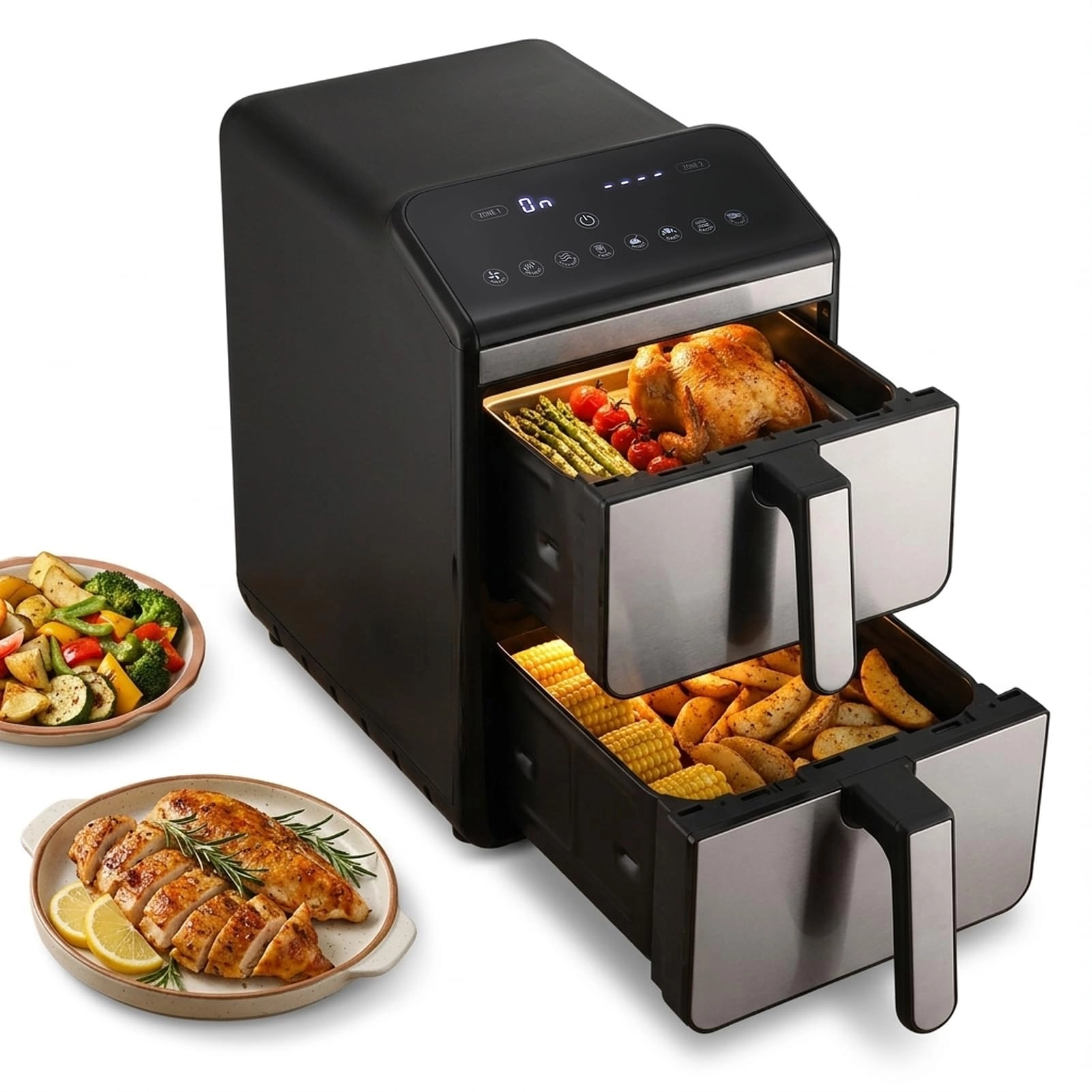 Royalstar Air Fryer with 2 Independent Baskets
