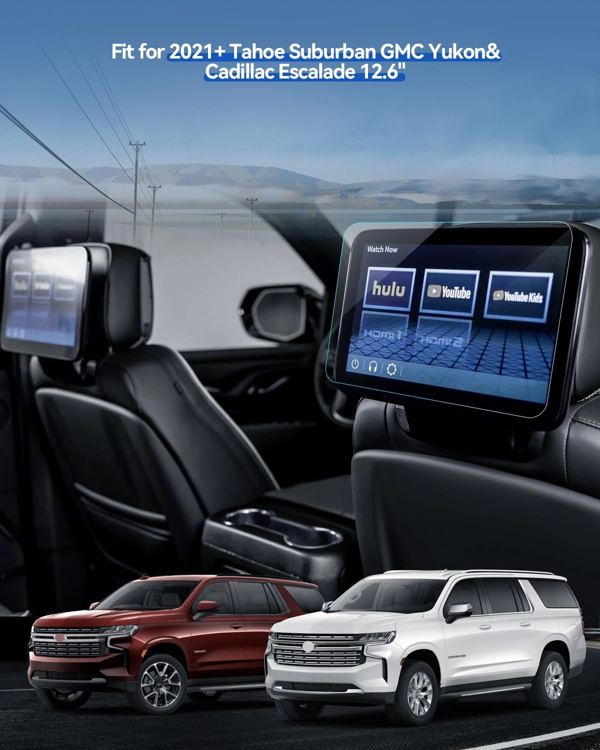 Escalade Screen Protector - for 2021 2022 2023 2024 2025 2026 Cadillac Escalade & 2021- 2023 Chevy Tahoe Suburban & GMC Yukon Denali 12.6 inches