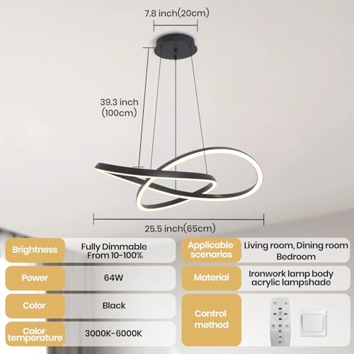 Modern LED Chandelier - Up to 100cm adjustable
