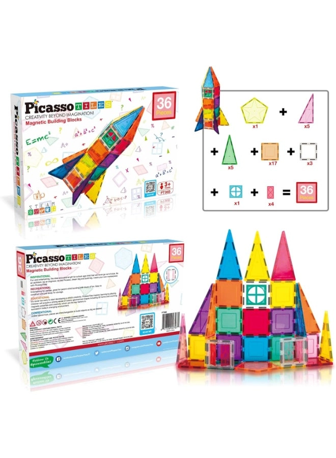 Magnetic Tile Rocket Set - 36 pcs