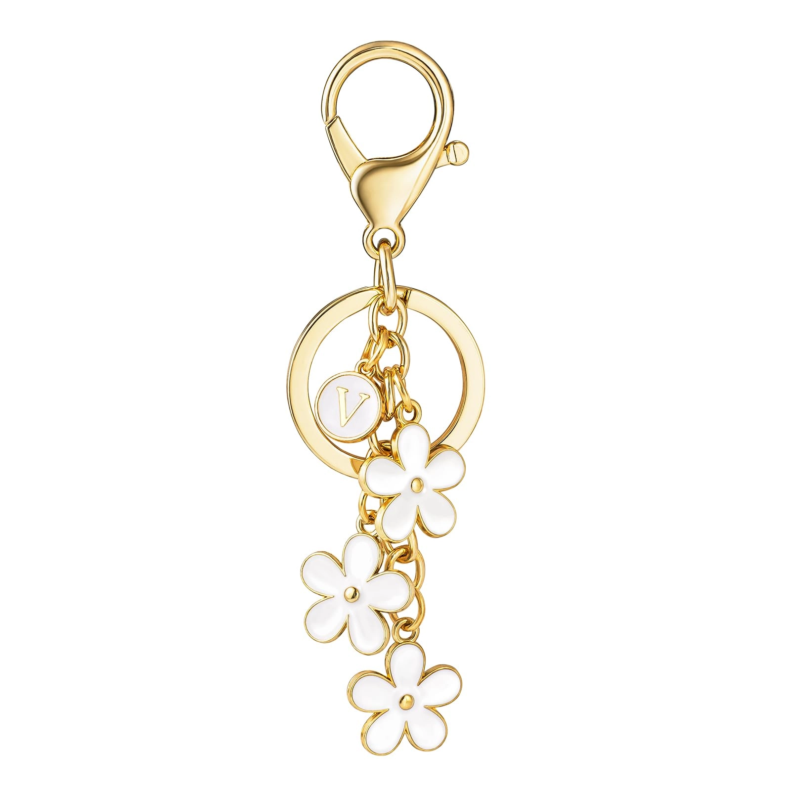 Initial Keychain - Floral
