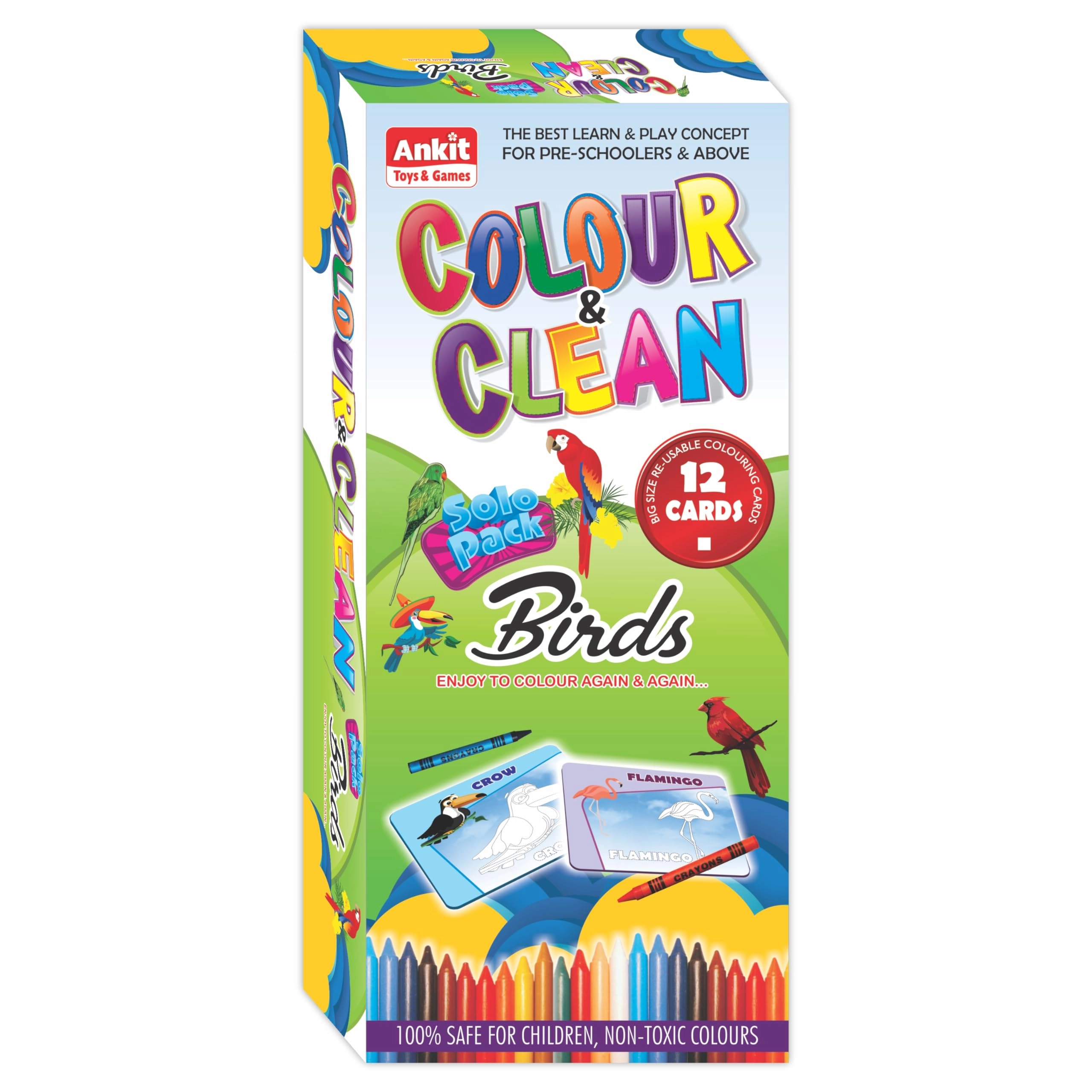 Ankit Toys & Games Birds Color & Clean Flash Cards - 36 months - 10 years 14 pieces