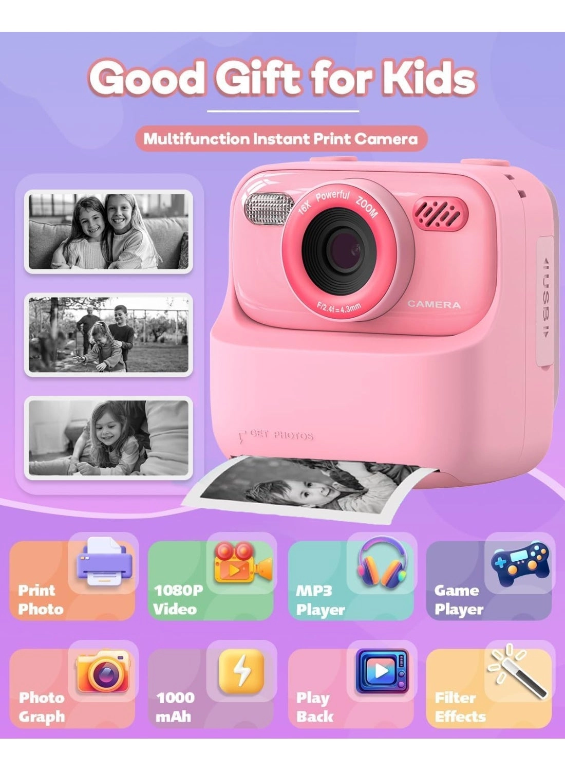 Print camera - 2.4 Inch 1080P