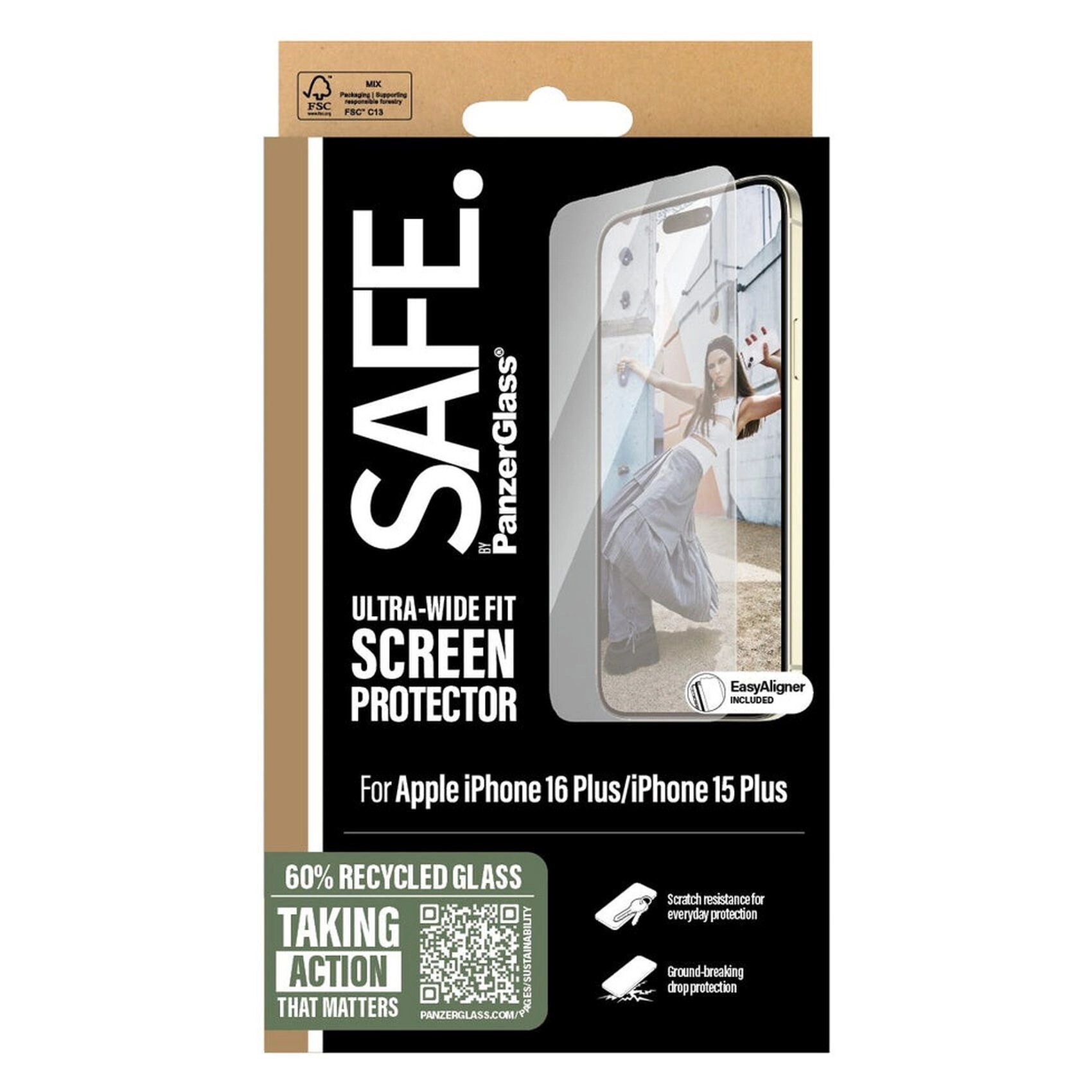 Ultra Wide Fit Clear Tempered Glass Screen Protector for iPhone 16 Plus