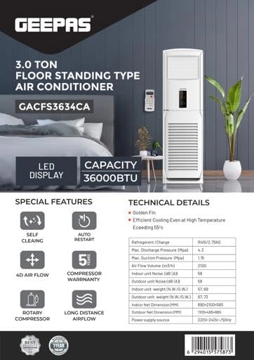 GACFS3634CA - 3 Tons Portable 32073 BTU