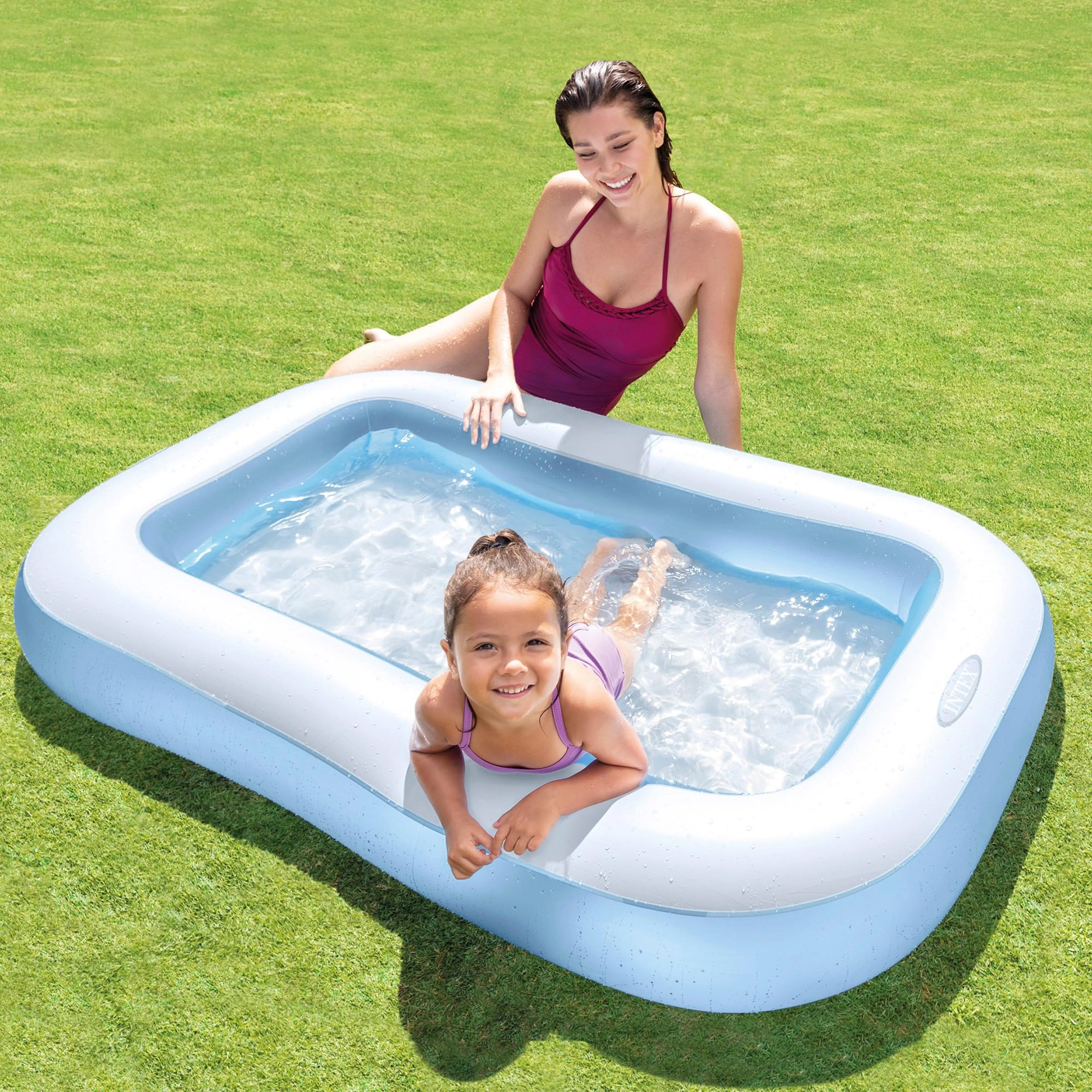 Inflatable Rectangular Baby Pool - 166x100cm Blue
