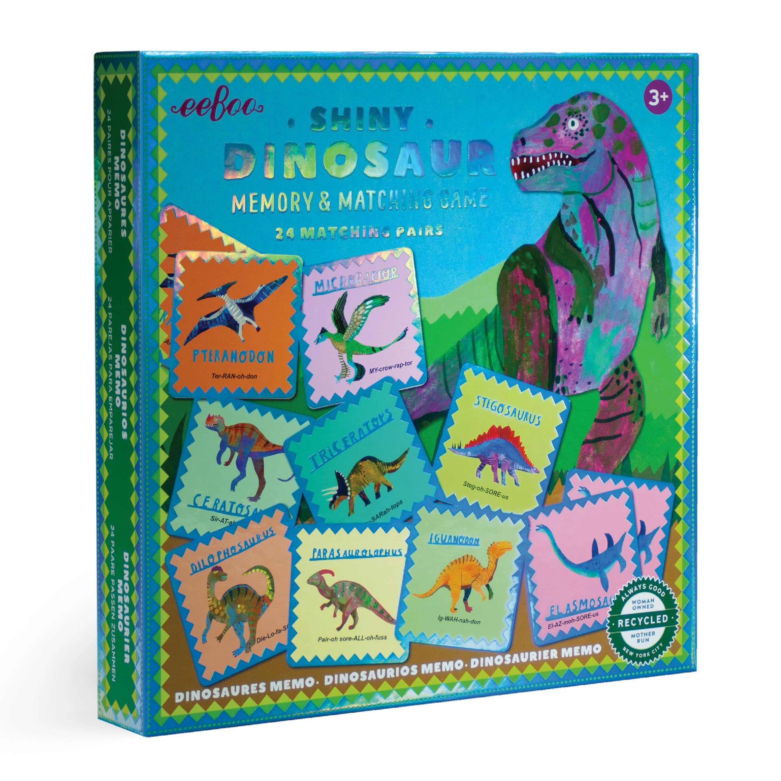 eeBoo Shiny Dinosaur Memory and Matching Game - 3 and up