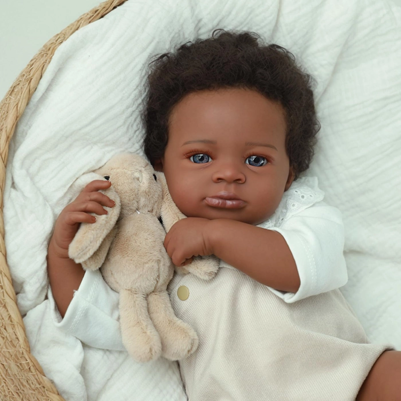 Reborn Baby Doll - 20Inch Full Vinyl Body African American black curly hair Ages 3+