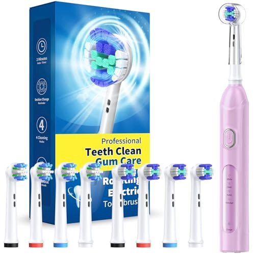 Rotating Electric Toothbrush - 8 Brush Heads 4 Modes 25-Day Battery Life