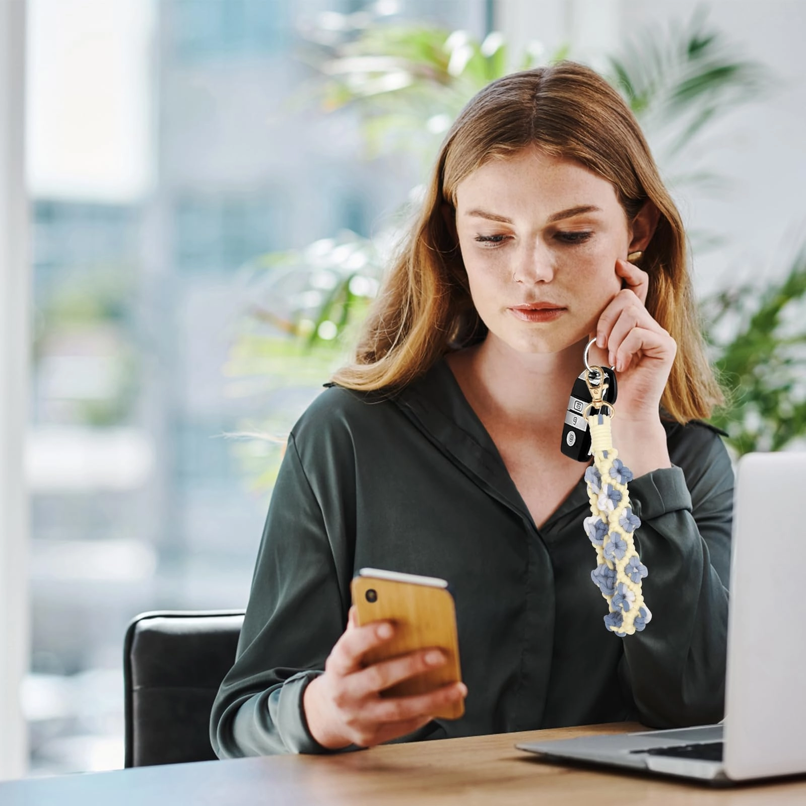 Boho Macrame Keychain - Car