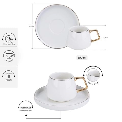 Saturn Turkish Coffee Cup - 12 pcs - 90 ml