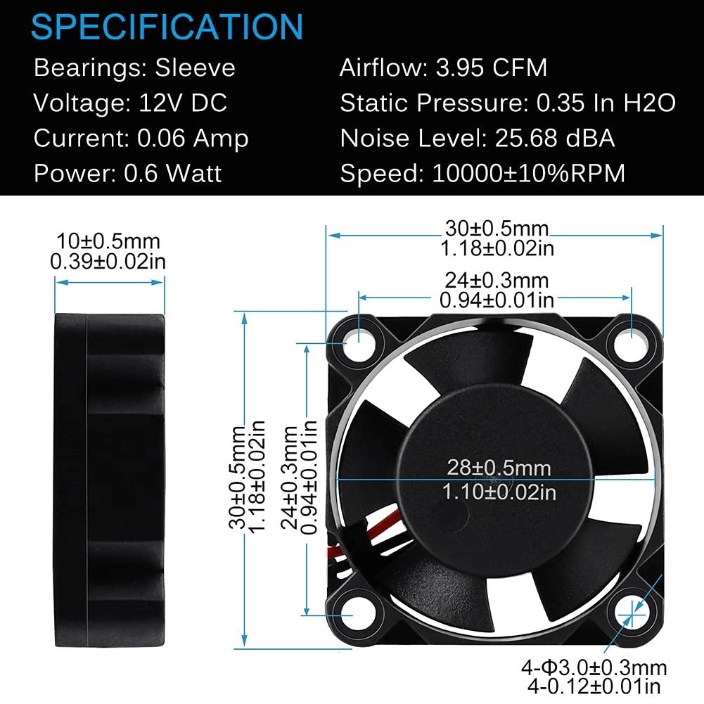 Mini Brushless Cooling Blower Fan - 2 pieces 30mm